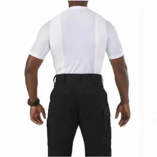 Men Tactical Hidden Holster T-Shirt White Short Sleeve Summer