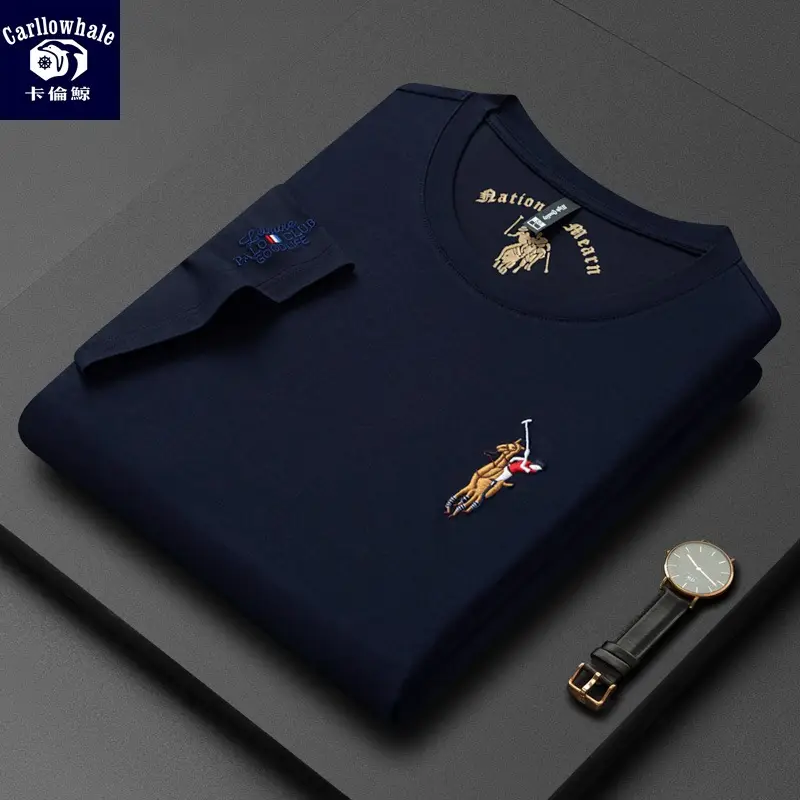 Men Round Neck T-Shirt Silk Embroidered Trendy