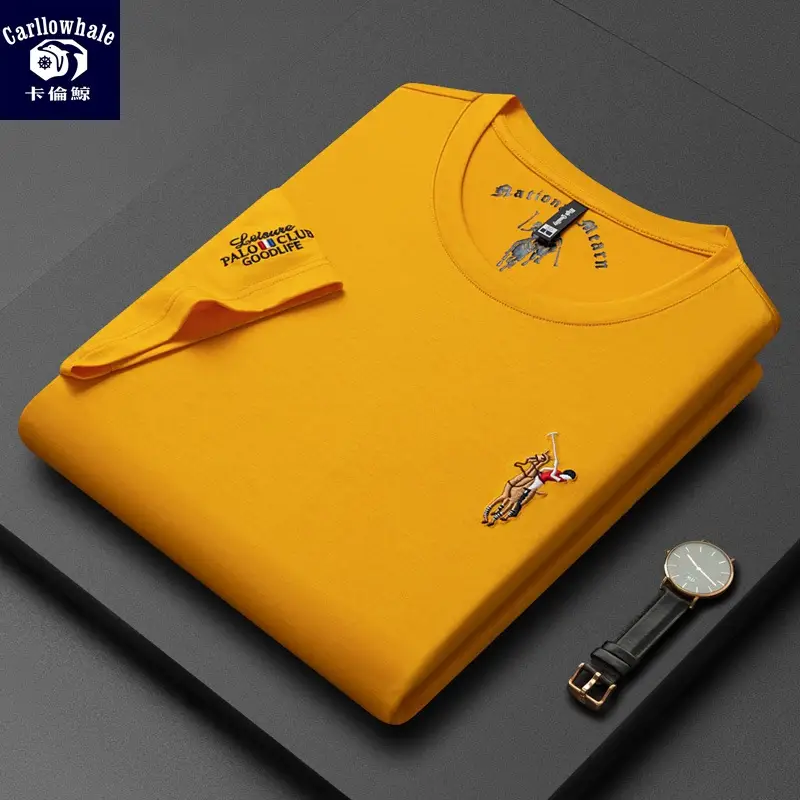 Men Round Neck T-Shirt Silk Embroidered Trendy