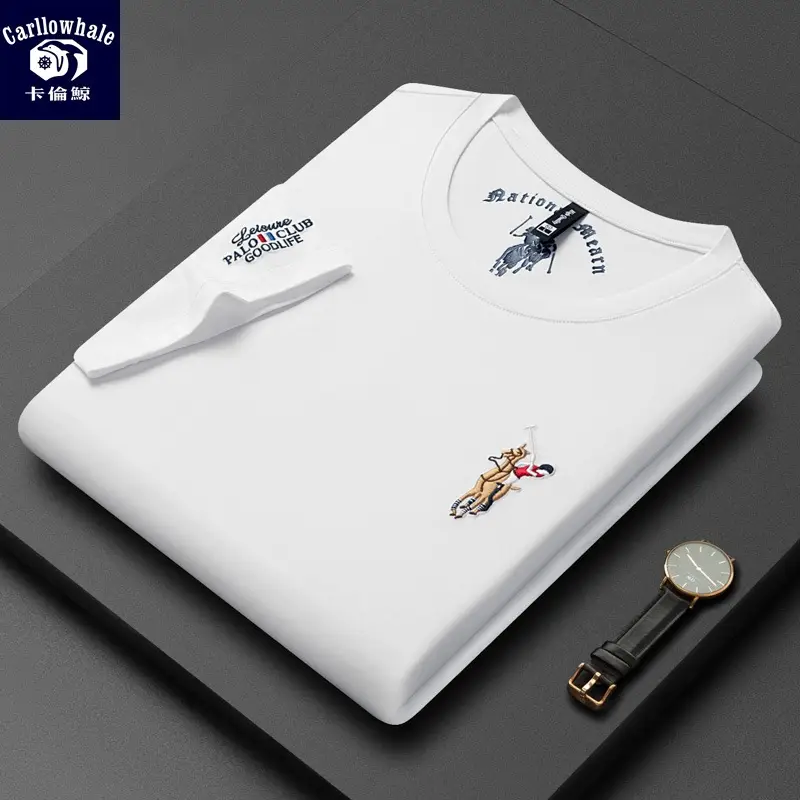 Men Round Neck T-Shirt Silk Embroidered Trendy