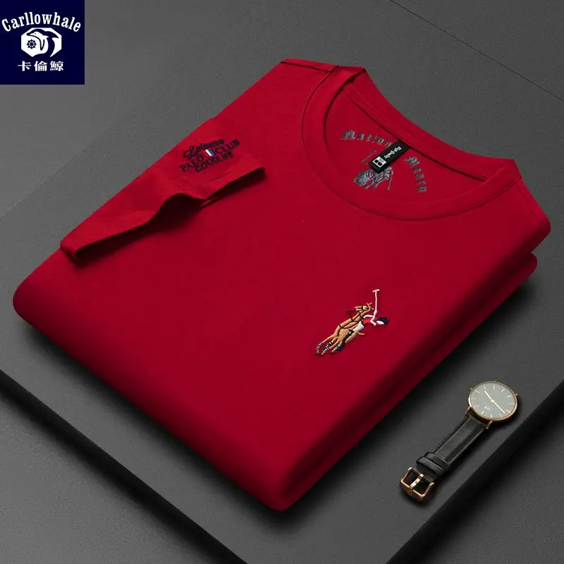 Men Round Neck T-Shirt Silk Embroidered Trendy