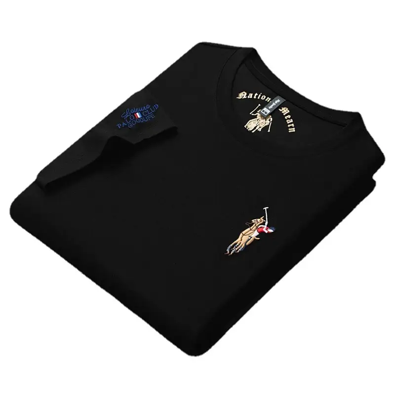 Men Round Neck T-Shirt Silk Embroidered Trendy