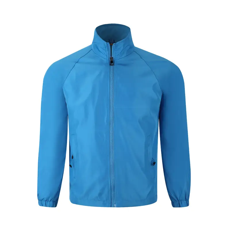 Men Zip-Up Jacket Blue Autumn Winter Custom Logo