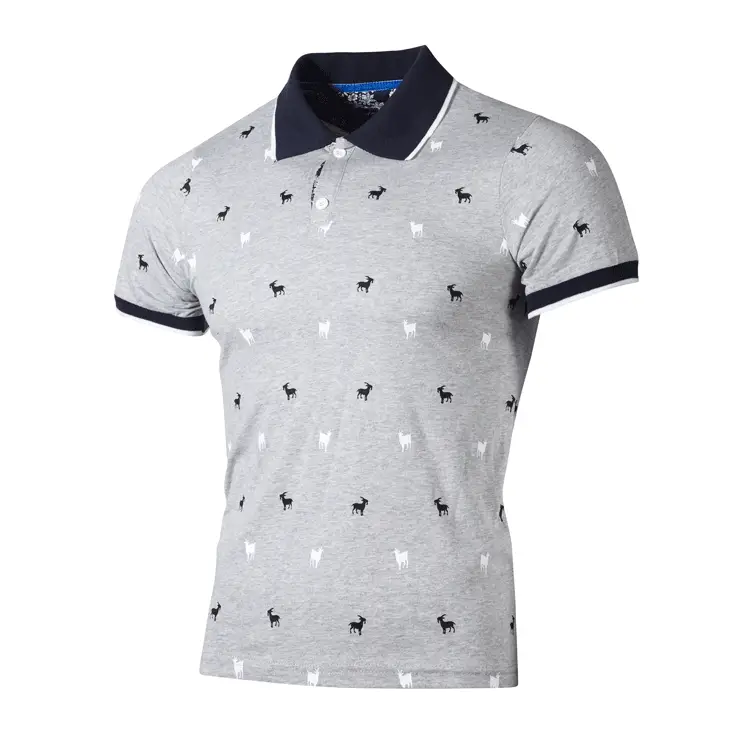New Men's Lapel T-shirt Fashionable Printed European Version Large Size T-shirt Short Sleeve T-shirt