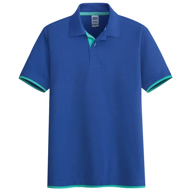 Men Slim Fit Polo Shirt Sapphire Blue Summer Korean Style