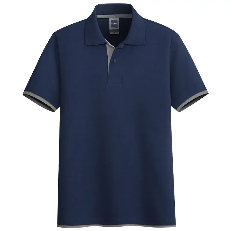 Men Slim Fit Polo Shirt Sapphire Blue Summer Korean Style