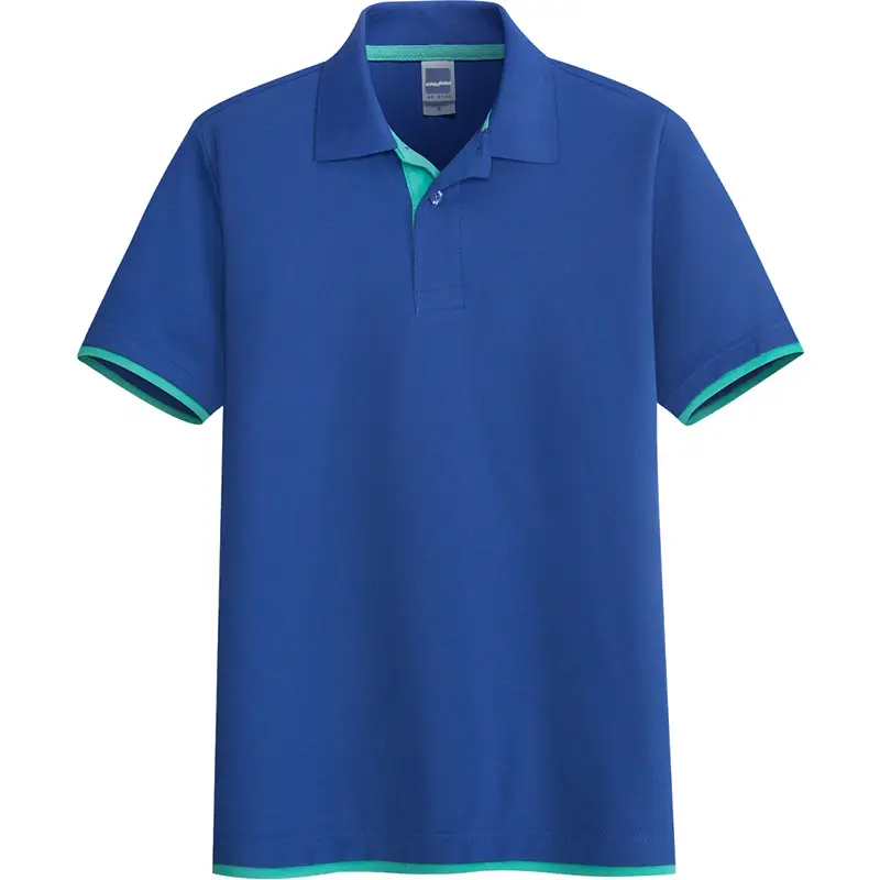 Men Slim Fit Polo Shirt Sapphire Blue Summer Korean Style