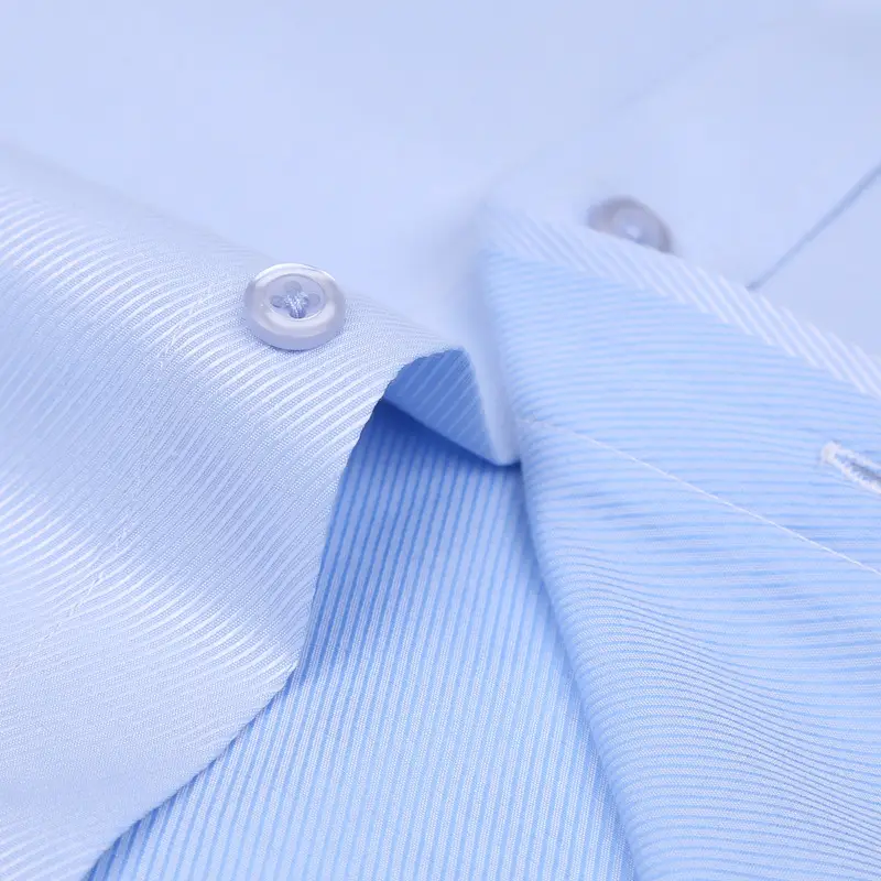 Blue Stripe Business Shirt with Cufflinks for Men
