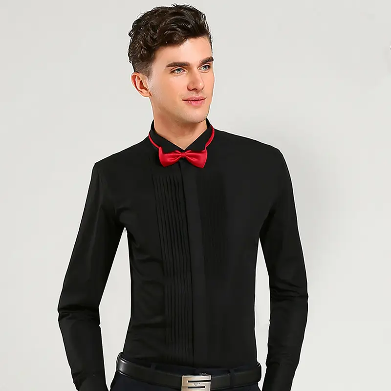 White Dress Shirt with Black Bow Tie for Men