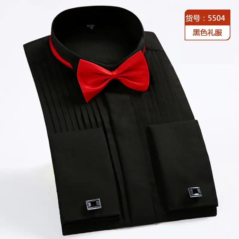 White Dress Shirt with Black Bow Tie for Men