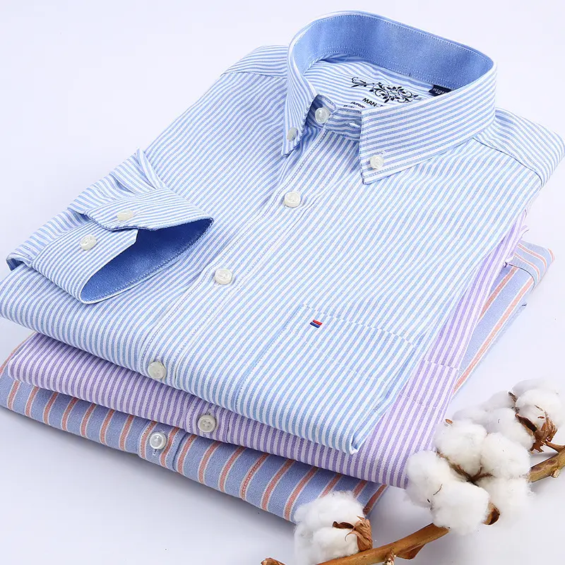 Men Striped Casual Slim Fit Long Sleeve Shirts