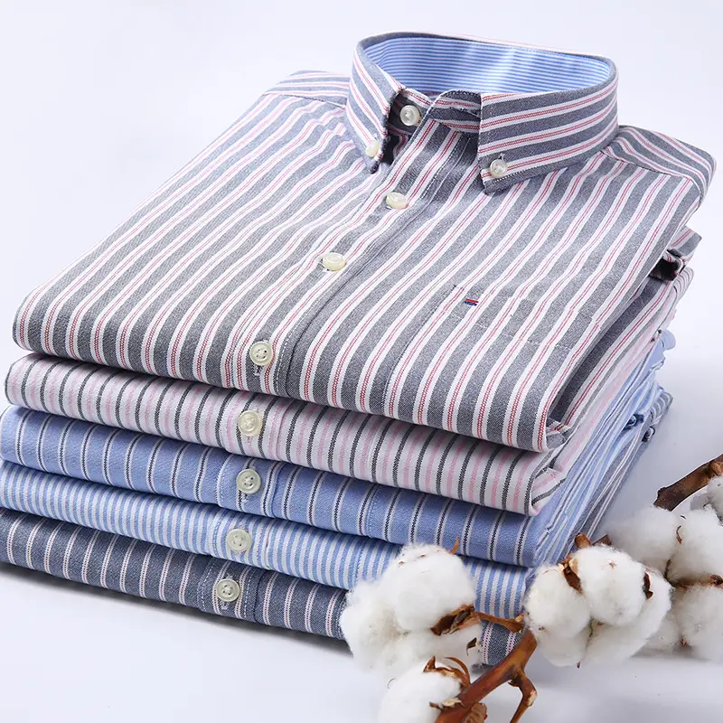 Men Striped Casual Slim Fit Long Sleeve Shirts