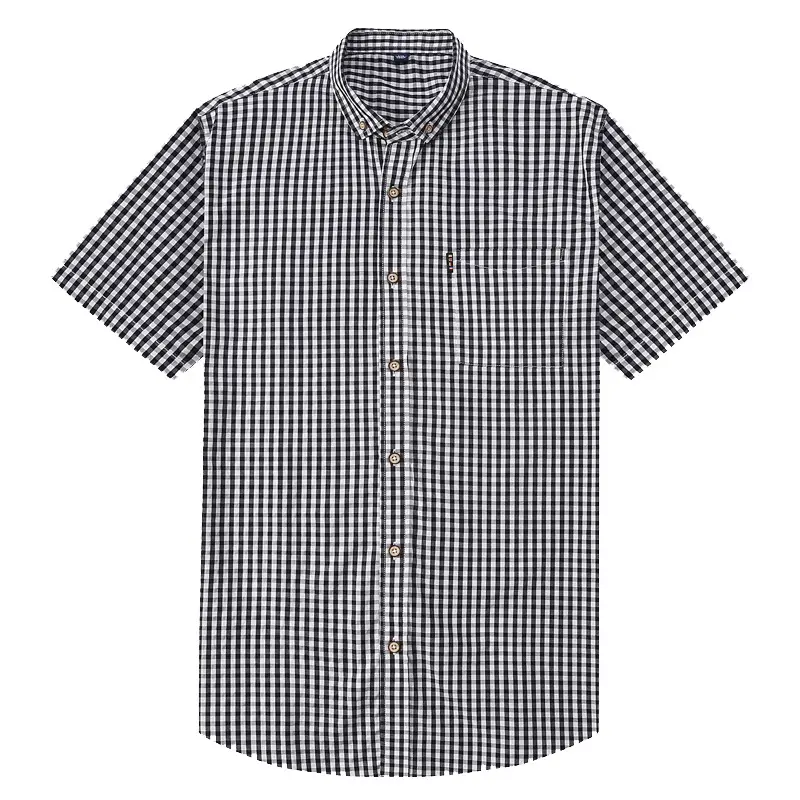 Men Slim Fit Plaid Short Sleeve Shirt Summer Casual