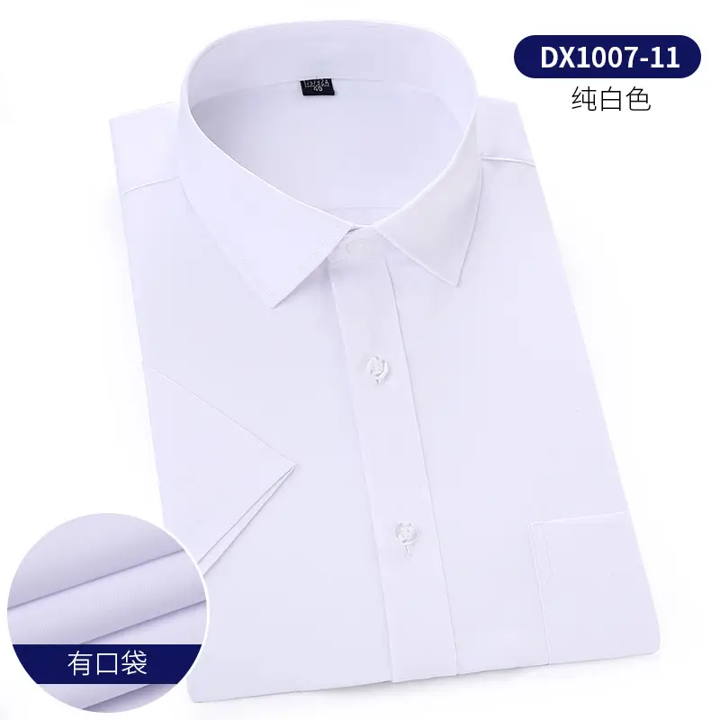 Men Cotton Business Short Sleeve Shirt Summer Office Wear