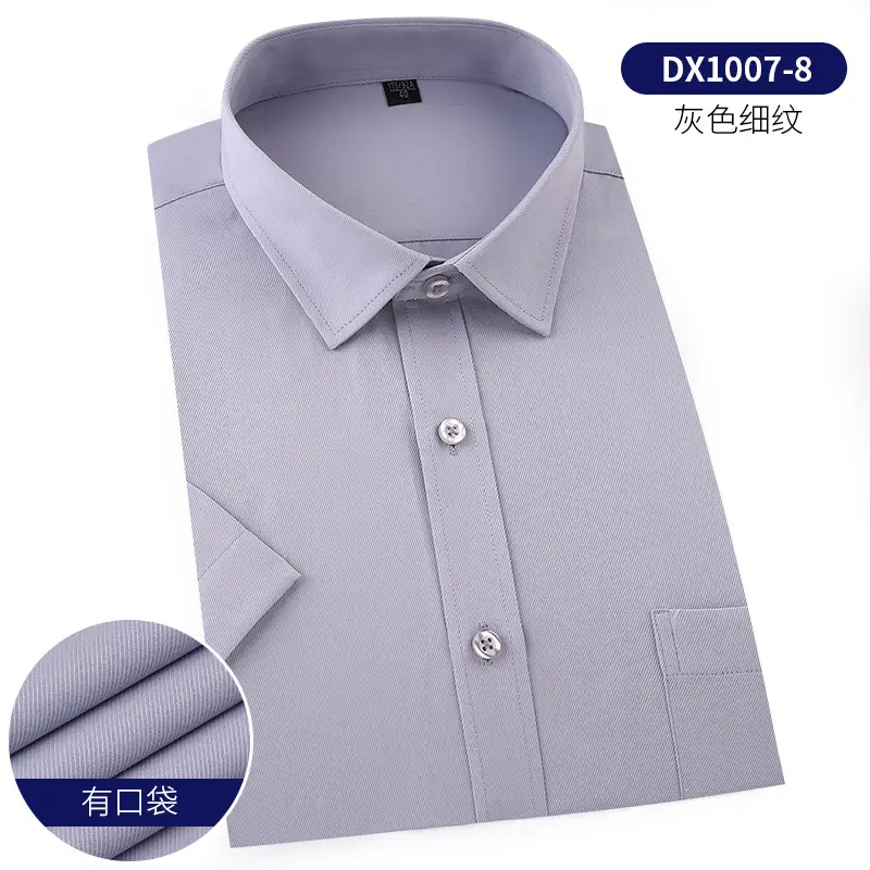 Men Cotton Business Short Sleeve Shirt Summer Office Wear