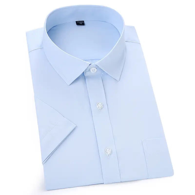 Men Cotton Business Short Sleeve Shirt Summer Office Wear