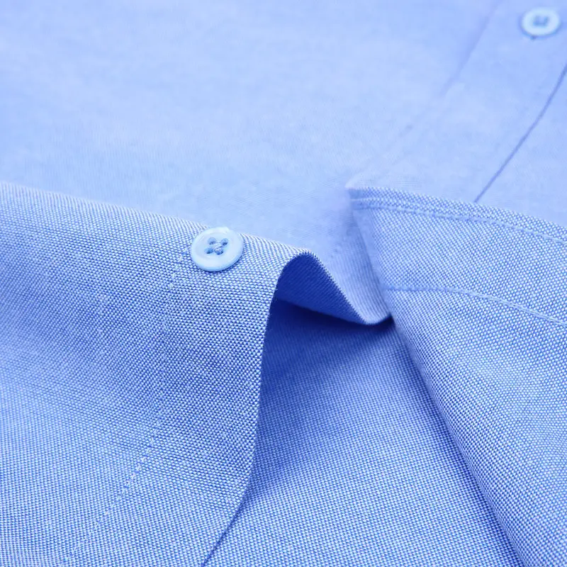Men Blue Oxford Shirt Ironing Free Button Down