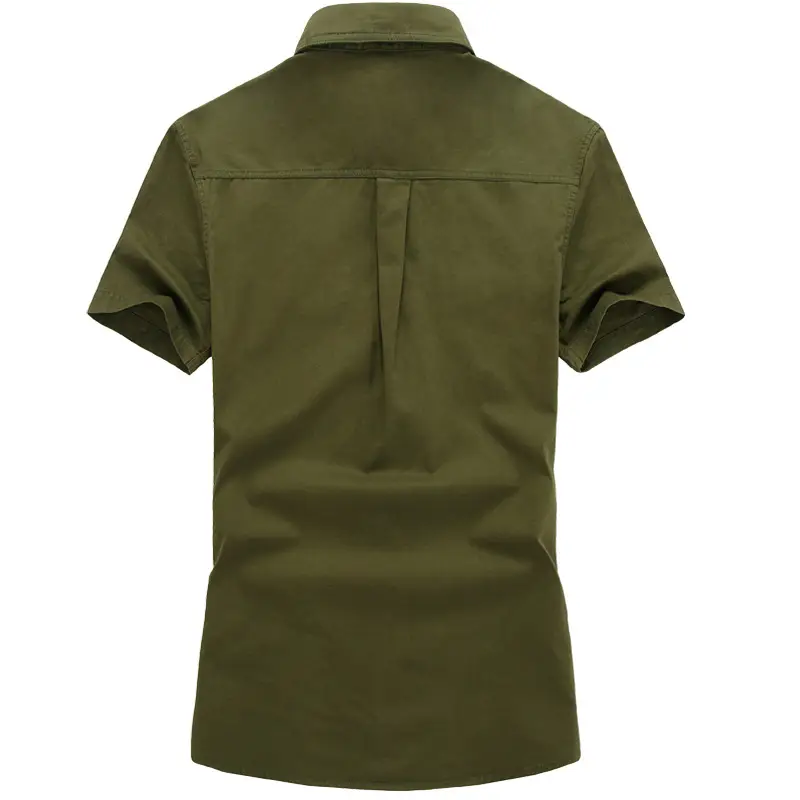 Men Military Style Short Sleeve Shirt Olive Green Plus Size Summer 2024