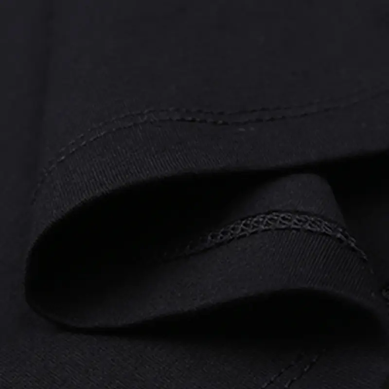 Men Black Semi High Collar Long Sleeve T-Shirt Plus Size