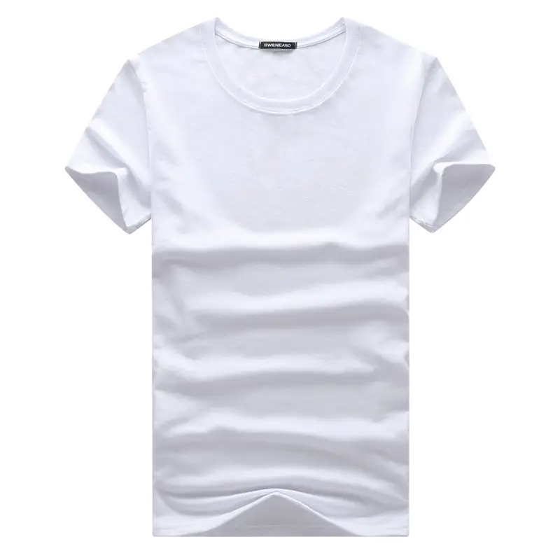 Men Cotton Solid White Round Neck T-Shirt Summer