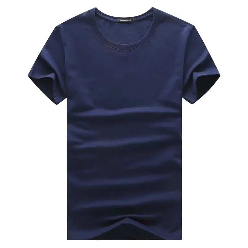 Men Cotton Solid White Round Neck T-Shirt Summer