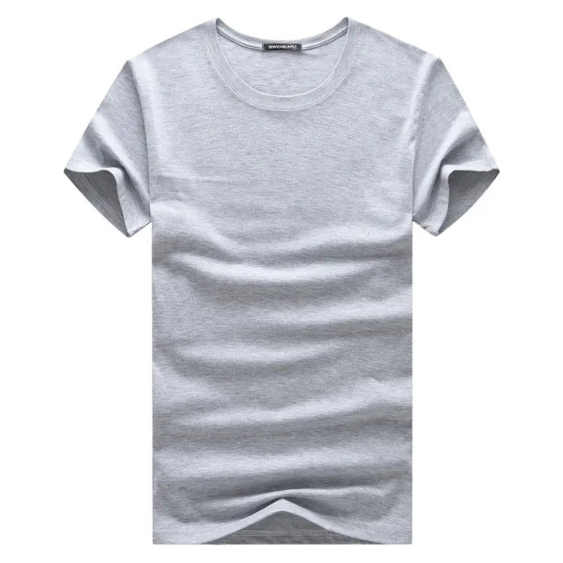 Men Cotton Solid White Round Neck T-Shirt Summer