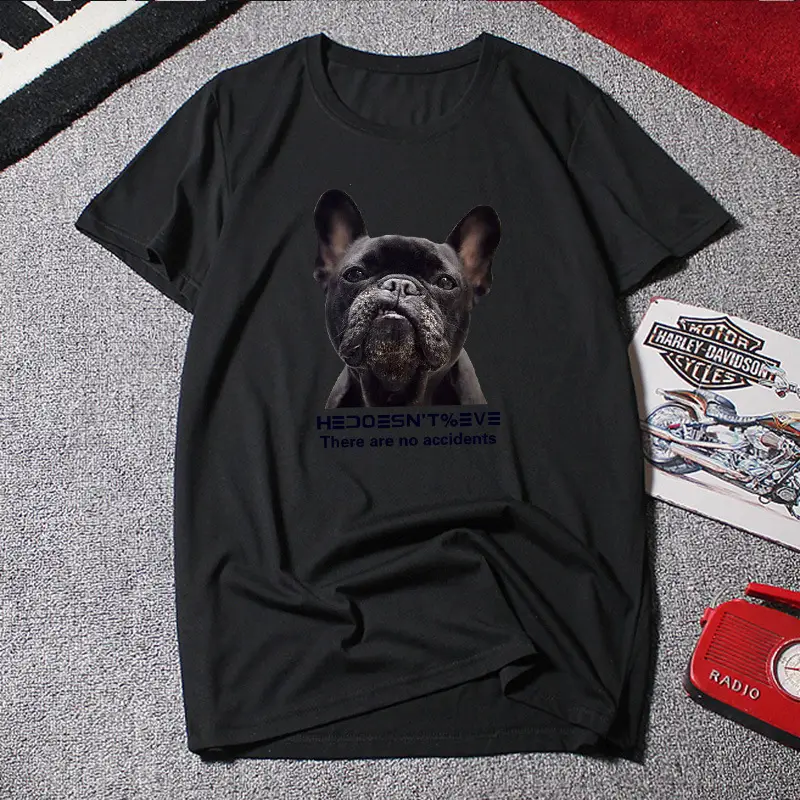 Men Red French Bulldog Graphic T-Shirt Loose Plus Size Summer