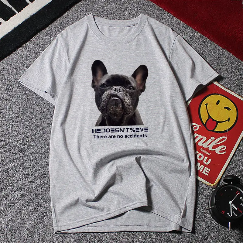 Men Red French Bulldog Graphic T-Shirt Loose Plus Size Summer