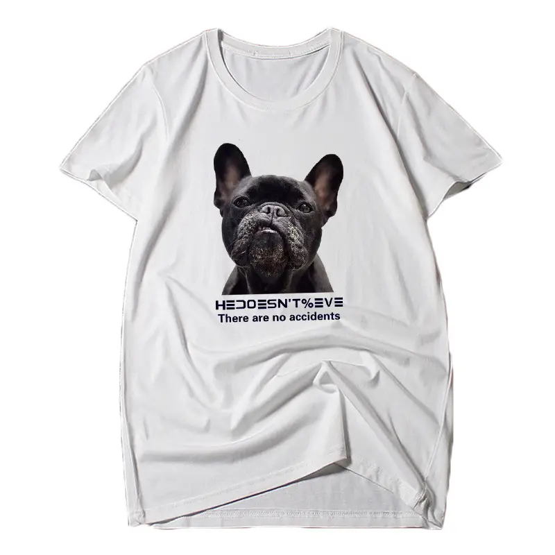 Men Red French Bulldog Graphic T-Shirt Loose Plus Size Summer