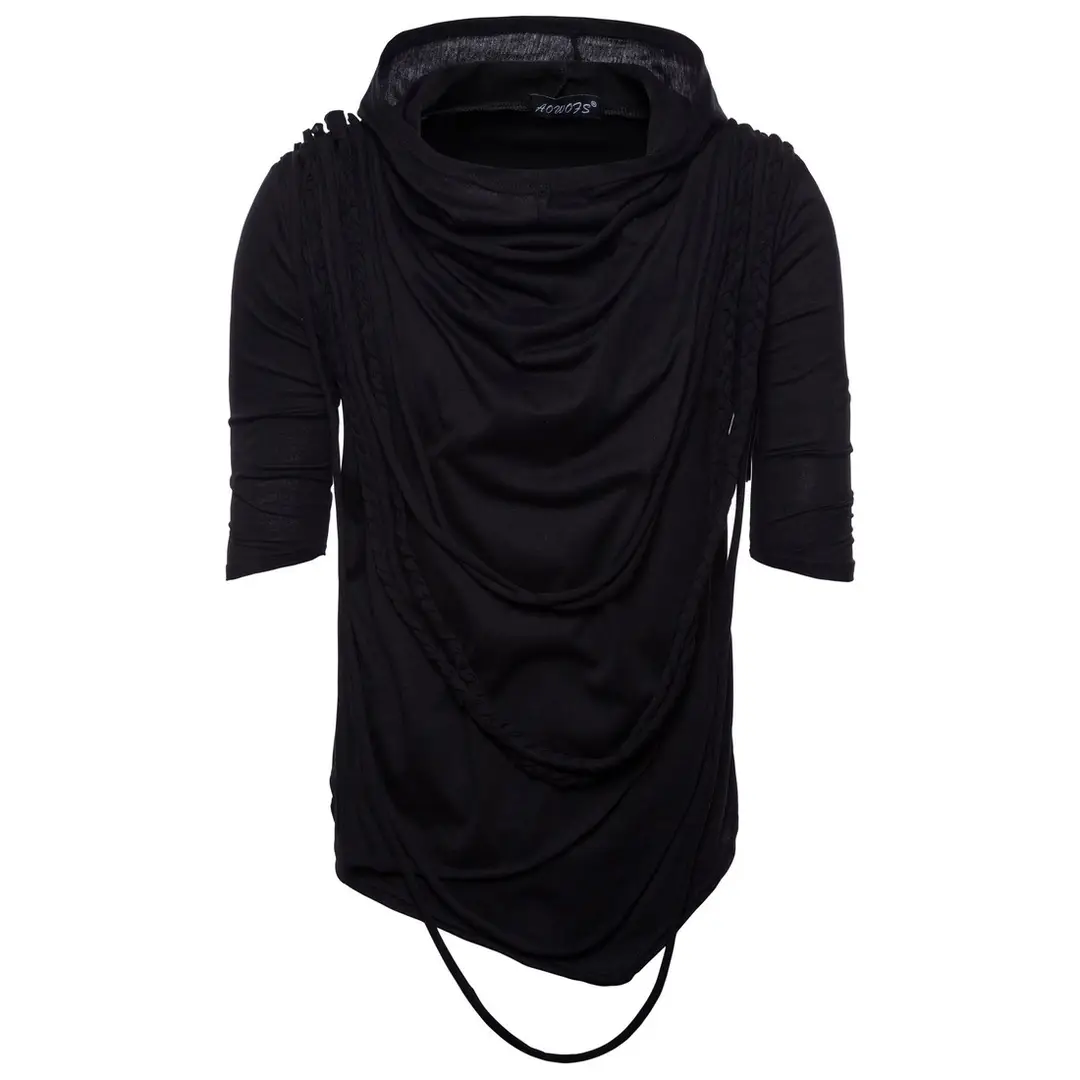 Men Hooded Drape T-Shirt Summer Multi Color
