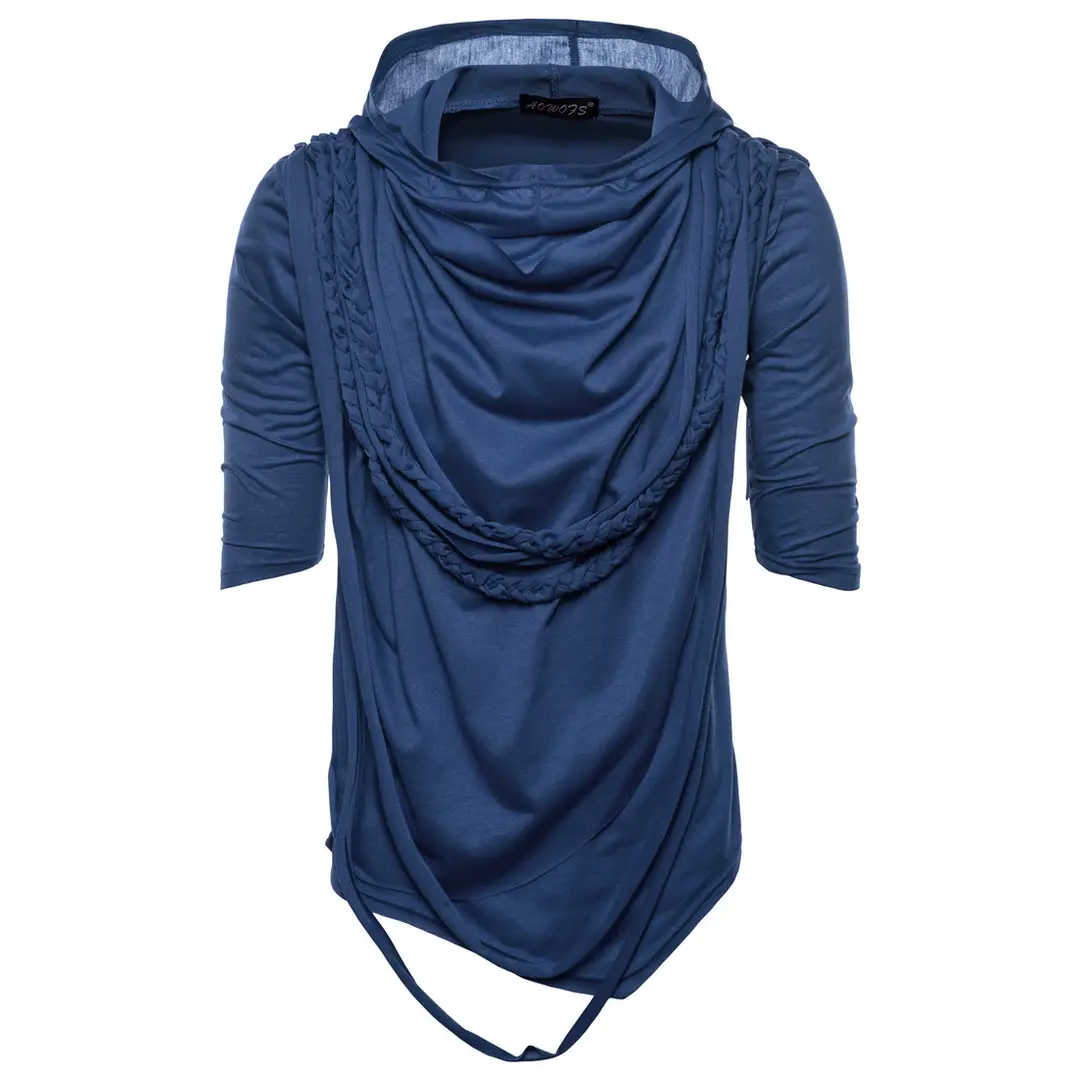 Men Hooded Drape T-Shirt Summer Multi Color
