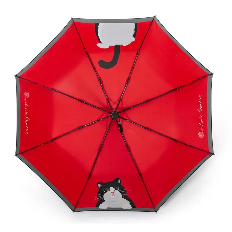 Cute Cat Folding Sun Umbrella Black UV Protection