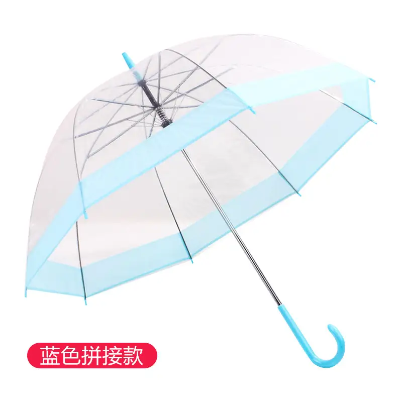 Transparent Umbrella with Print Designs Long Handle