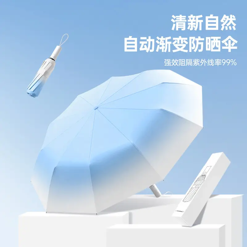 Automatic Sunscreen Umbrella Gradient White Peach