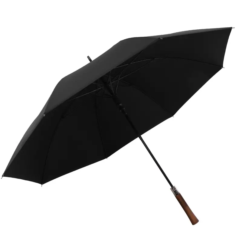Business Wooden Handle Automatic Umbrella Black