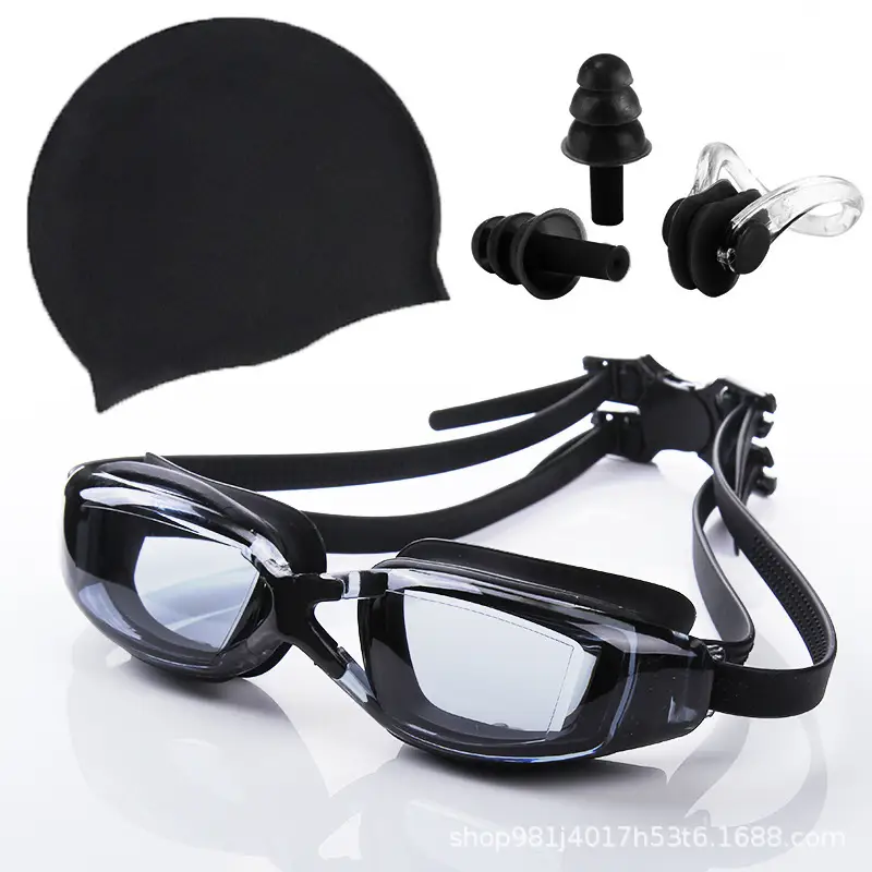 Adult Waterproof Anti-Fog Swimming Goggles Set