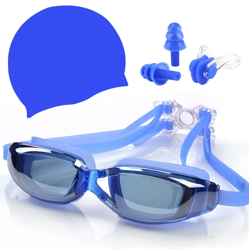 Adult Waterproof Anti-Fog Swimming Goggles Set
