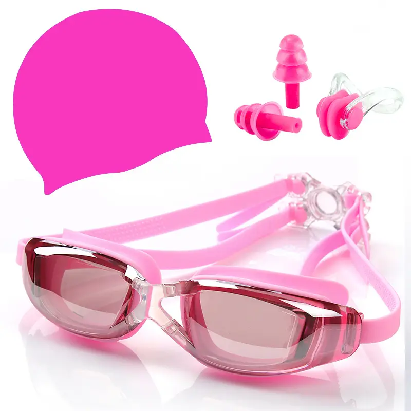 Adult Waterproof Anti-Fog Swimming Goggles Set