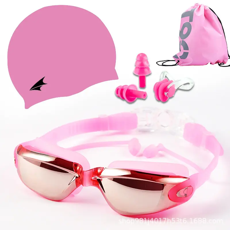 Adult Waterproof Anti-Fog Swimming Goggles Set