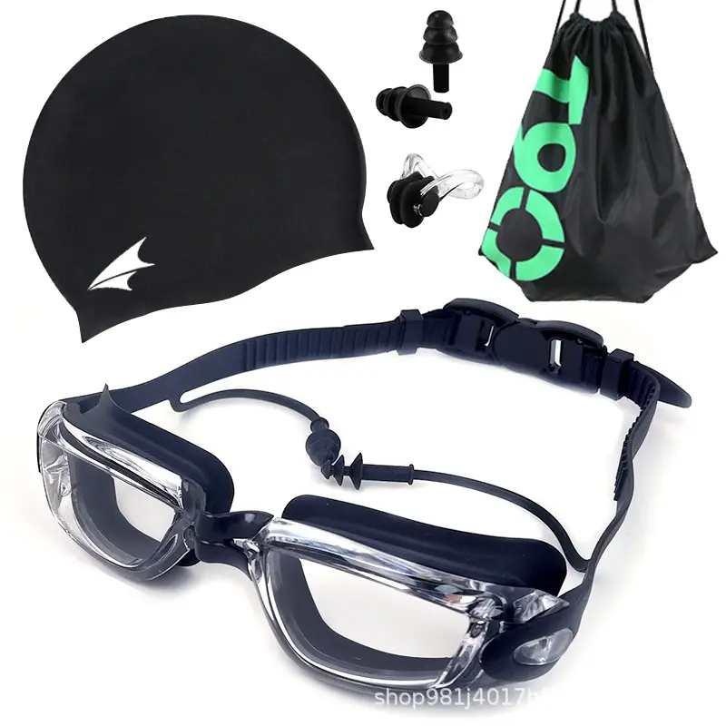 Adult Waterproof Anti-Fog Swimming Goggles Set