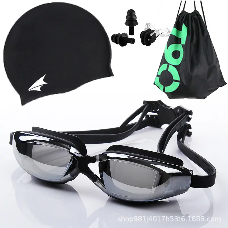 Adult Waterproof Anti-Fog Swimming Goggles Set