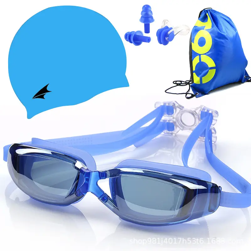 Adult Waterproof Anti-Fog Swimming Goggles Set