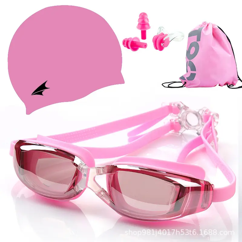 Adult Waterproof Anti-Fog Swimming Goggles Set