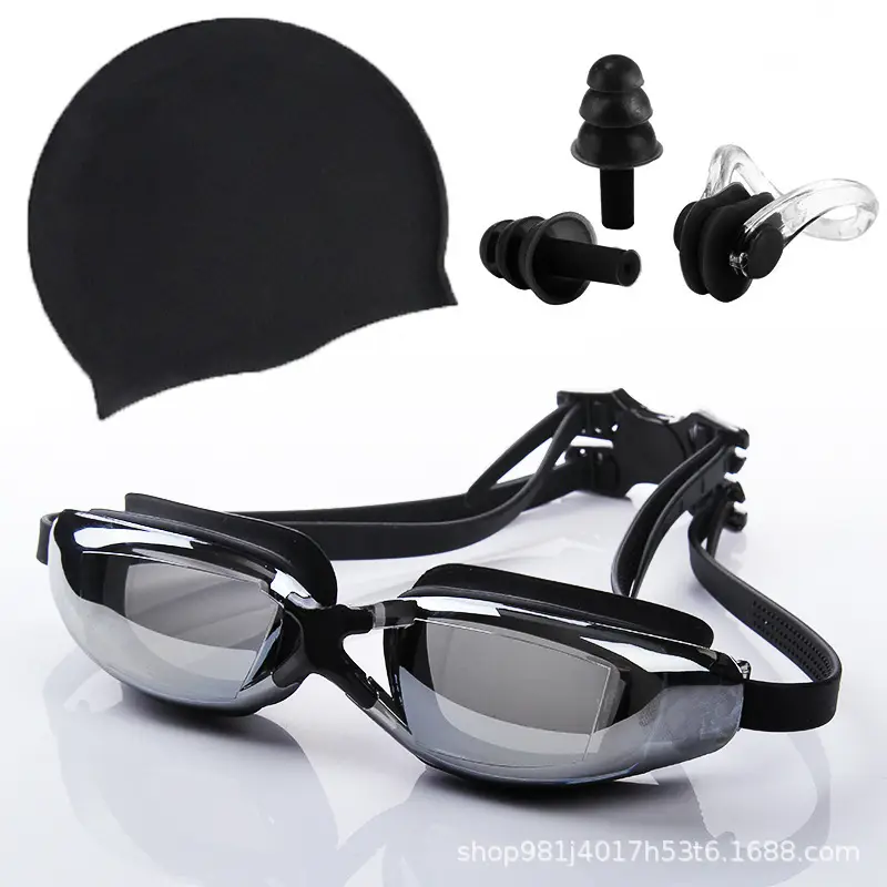 Adult Waterproof Anti-Fog Swimming Goggles Set