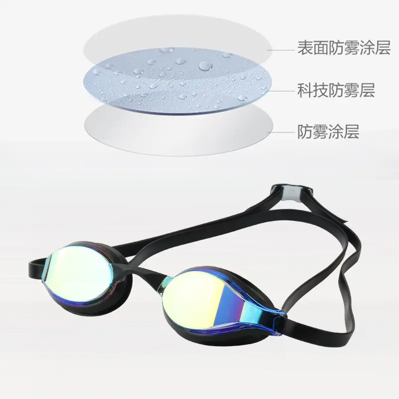 Racing Waterproof Swimming Goggles Black