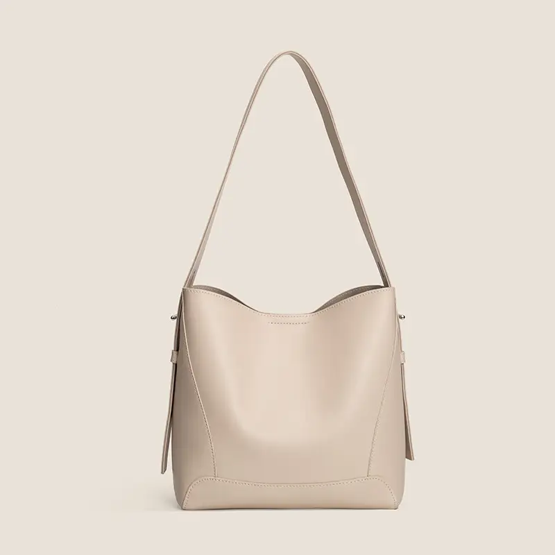 Creamy White Retro Bucket Bag for Girls School Commute