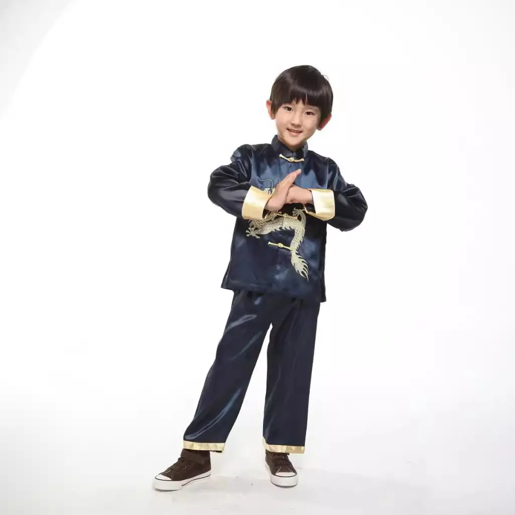 Pakistani Kids Tang Suits with Golden Dragon Embroidery