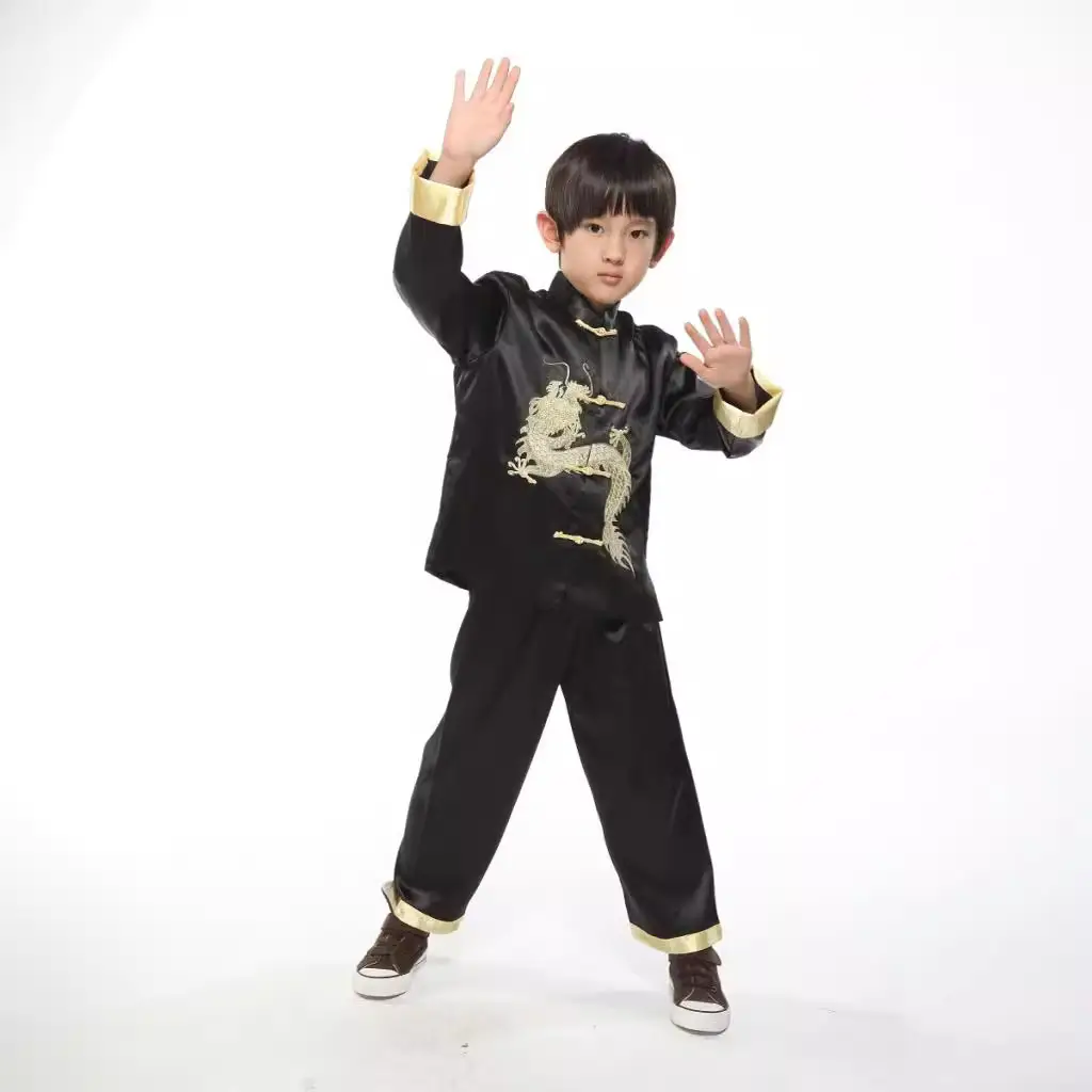 Pakistani Kids Tang Suits with Golden Dragon Embroidery