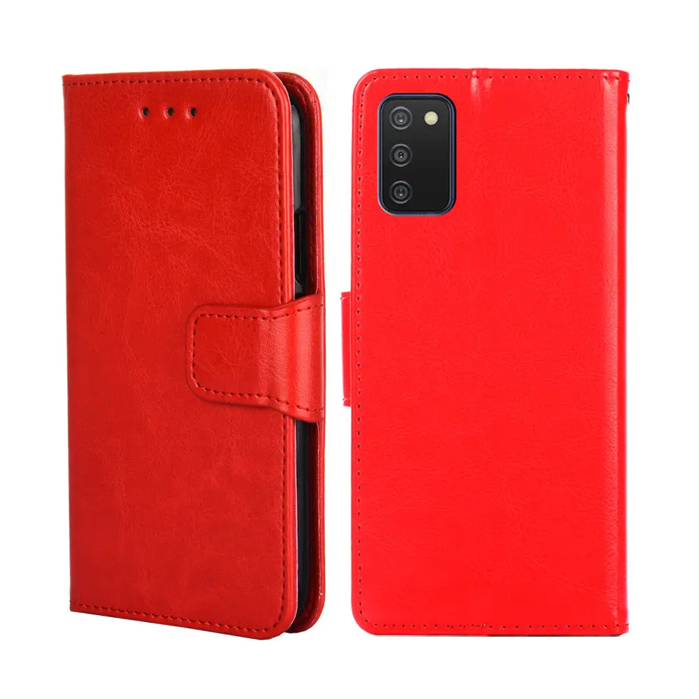 Red Leather Wallet Phone Case for Samsung with Stand & Card Slots