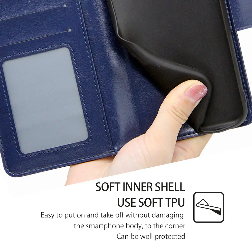 Premium Blue Leather Wallet Case for Samsung S24 FE & M52 5G